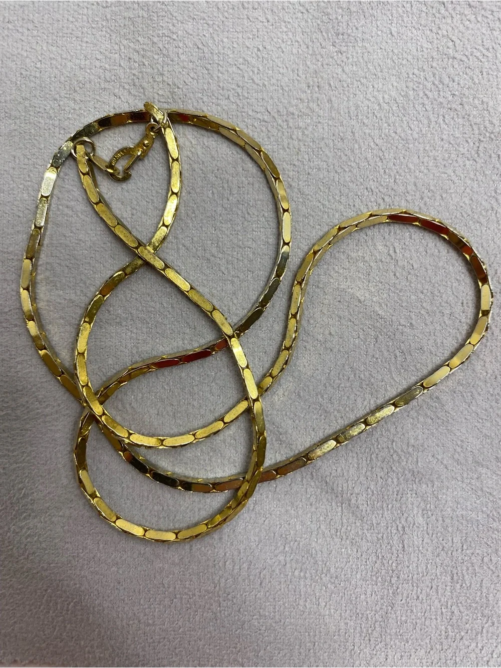 Vintage 14K GP Gold Plated 24” Oval Box Link Chain Necklace Geometric Design